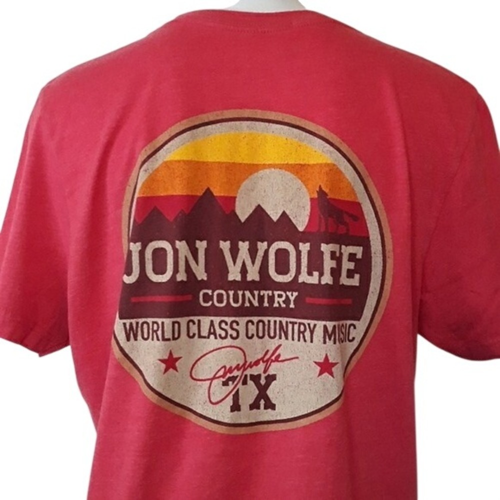 Jon Wolfe Country‎ Music Texas Red Heathered Graphic T-Shirt Mens